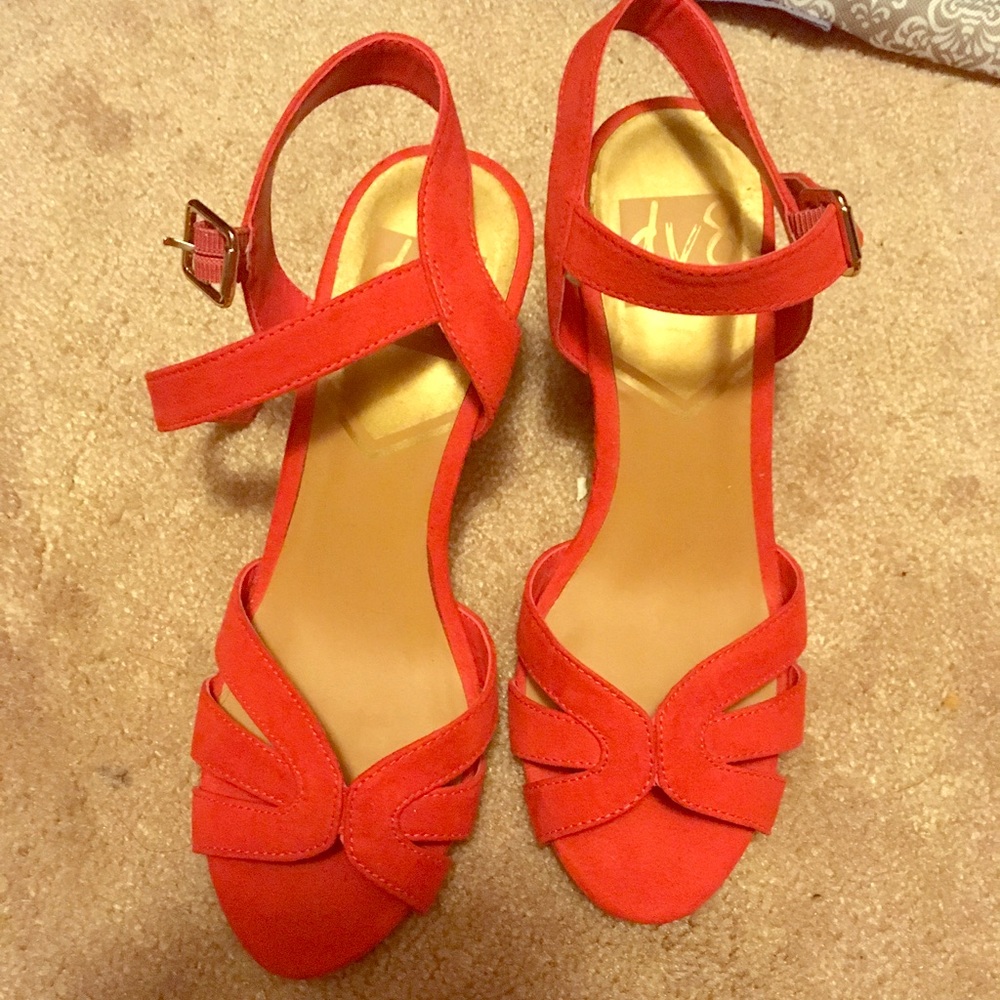 Red wedge sandals